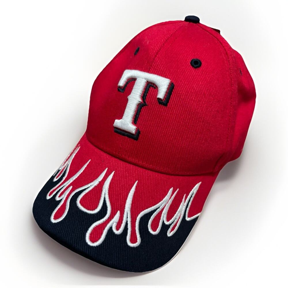 New! Texas Rangers Flames Baseball Cap Youth '47 Hat